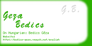 geza bedics business card